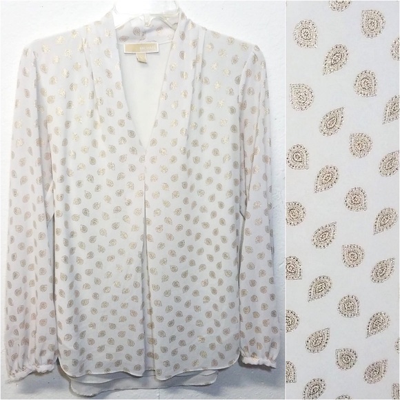 Michael Kors Tops - MICHAEL KORS White Gold Loose Fit Blouse Medium